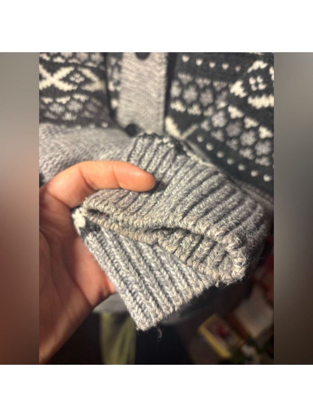Vintage Sansara Nordic Fair Isle Cardigan Sweater XL Cozy Winter Cabin Unisex - Picture 10 of 17